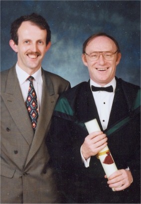 Larry and Tommy at Trinity College 1996